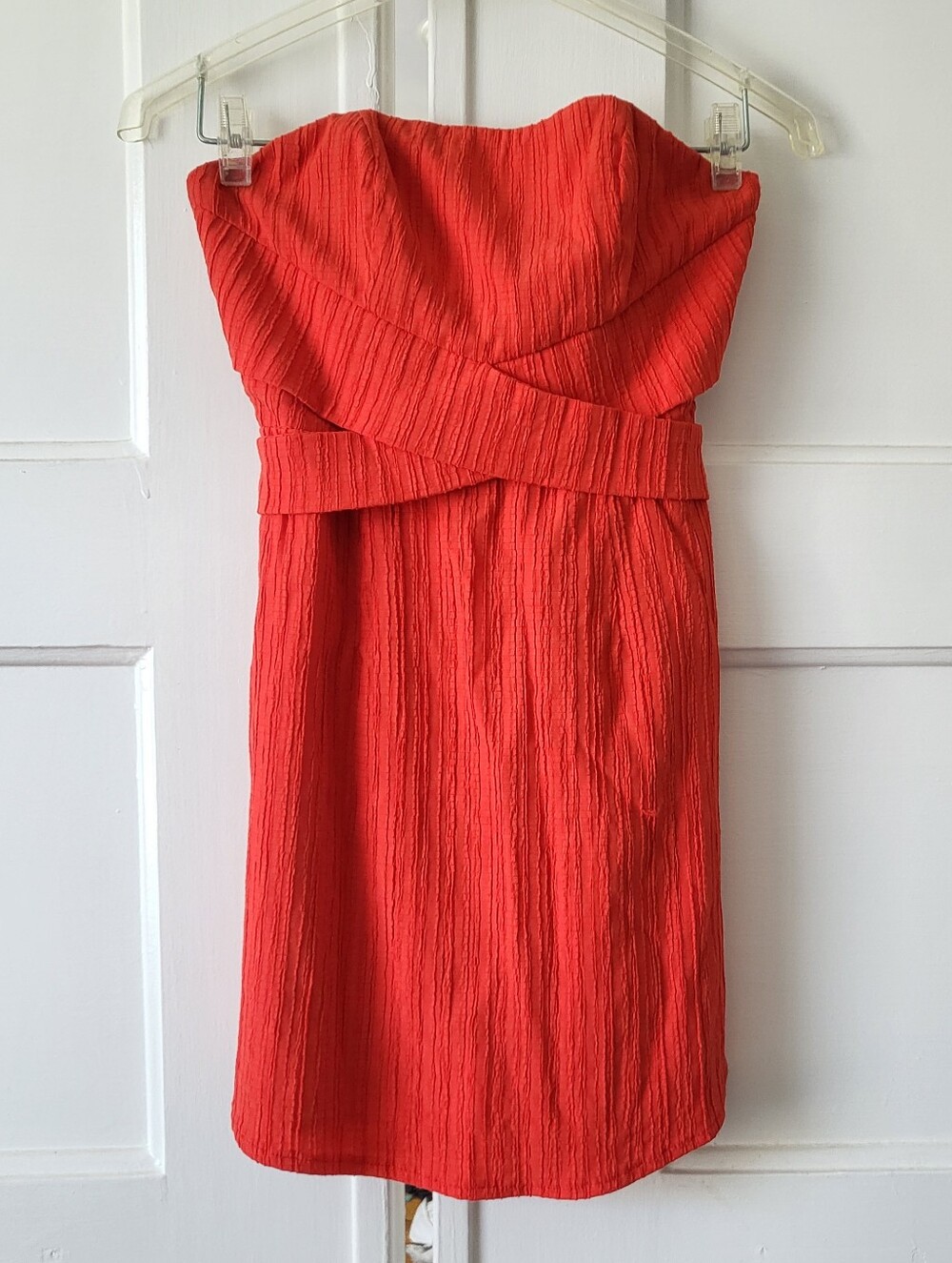 Saints + Secrets Red Strapless Minidress Textured Waist Tie Size 6